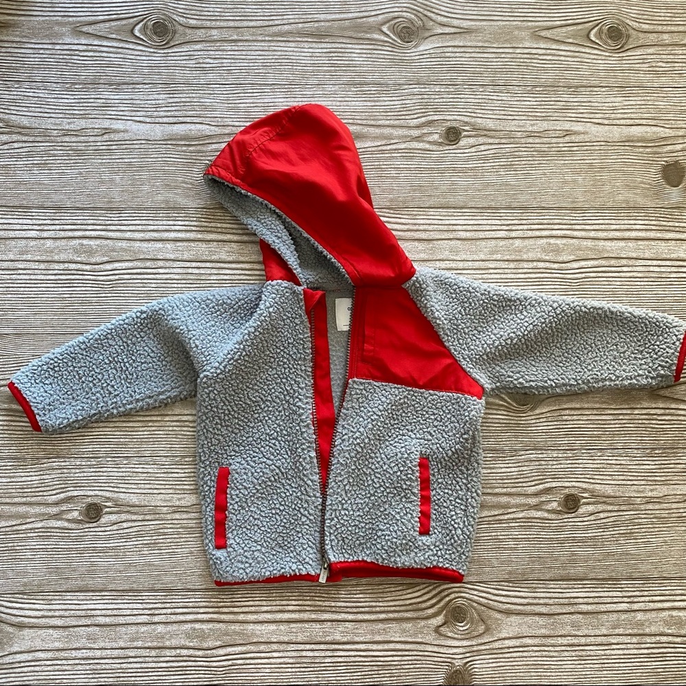 Unisex color block micro perf fleece hood jacket